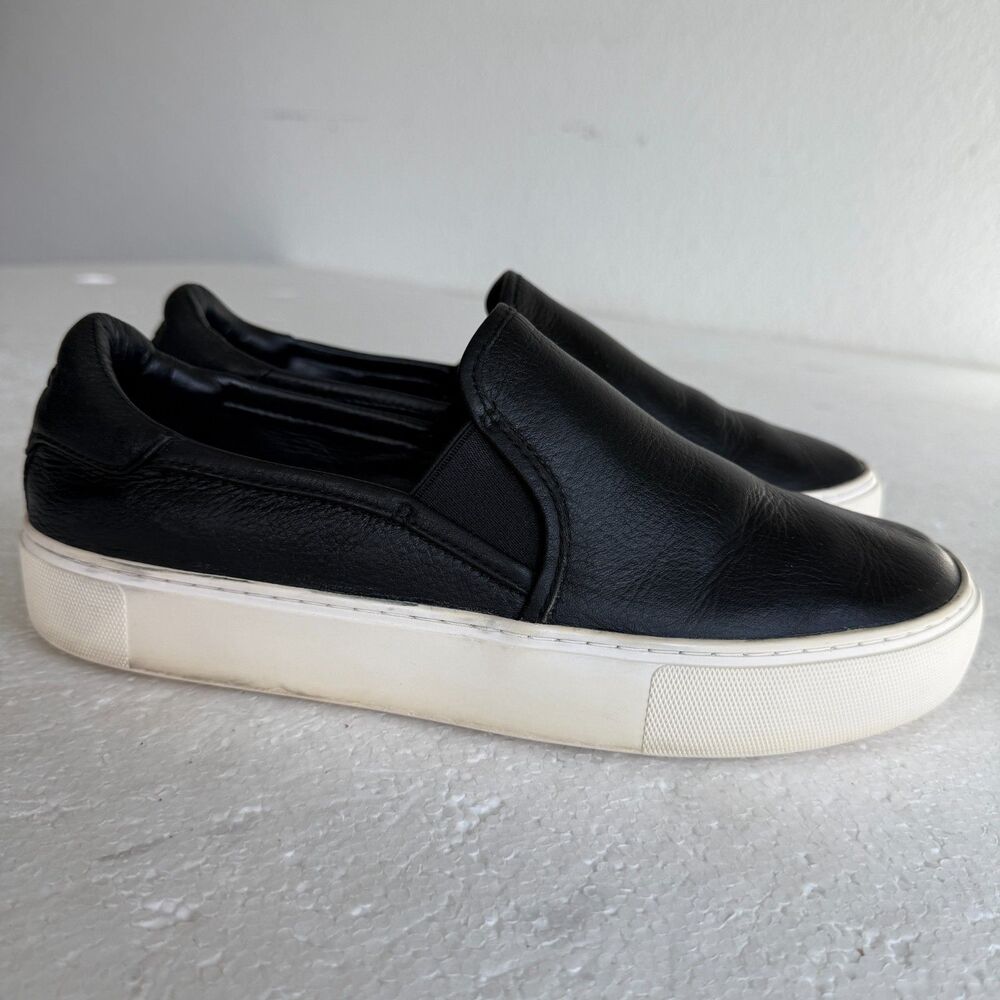 UGG Australia Women's Jass Platform Shoes Black Leather Slip On Size 9
